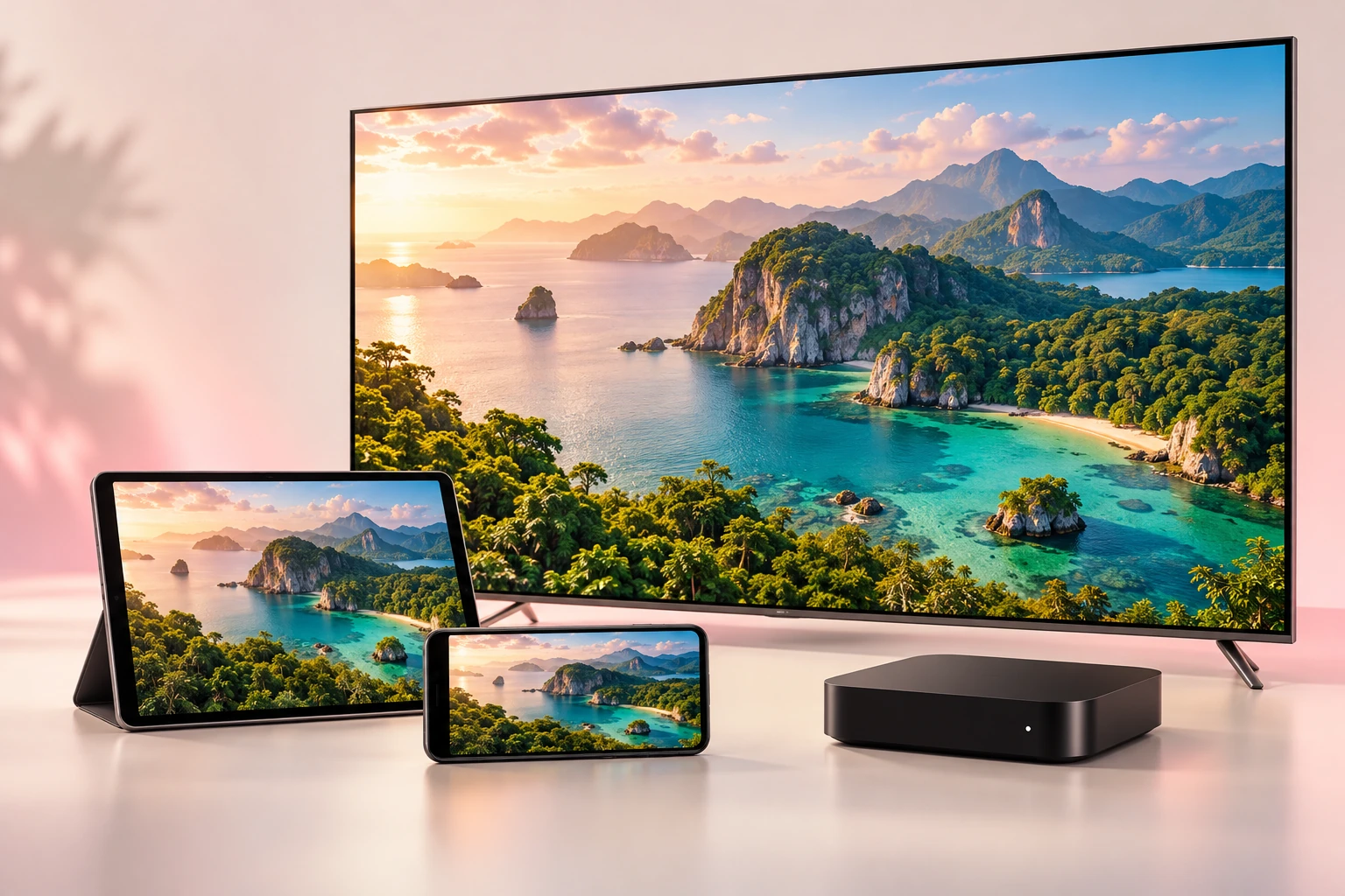 Content adapted across television, tablet and smartphone screens